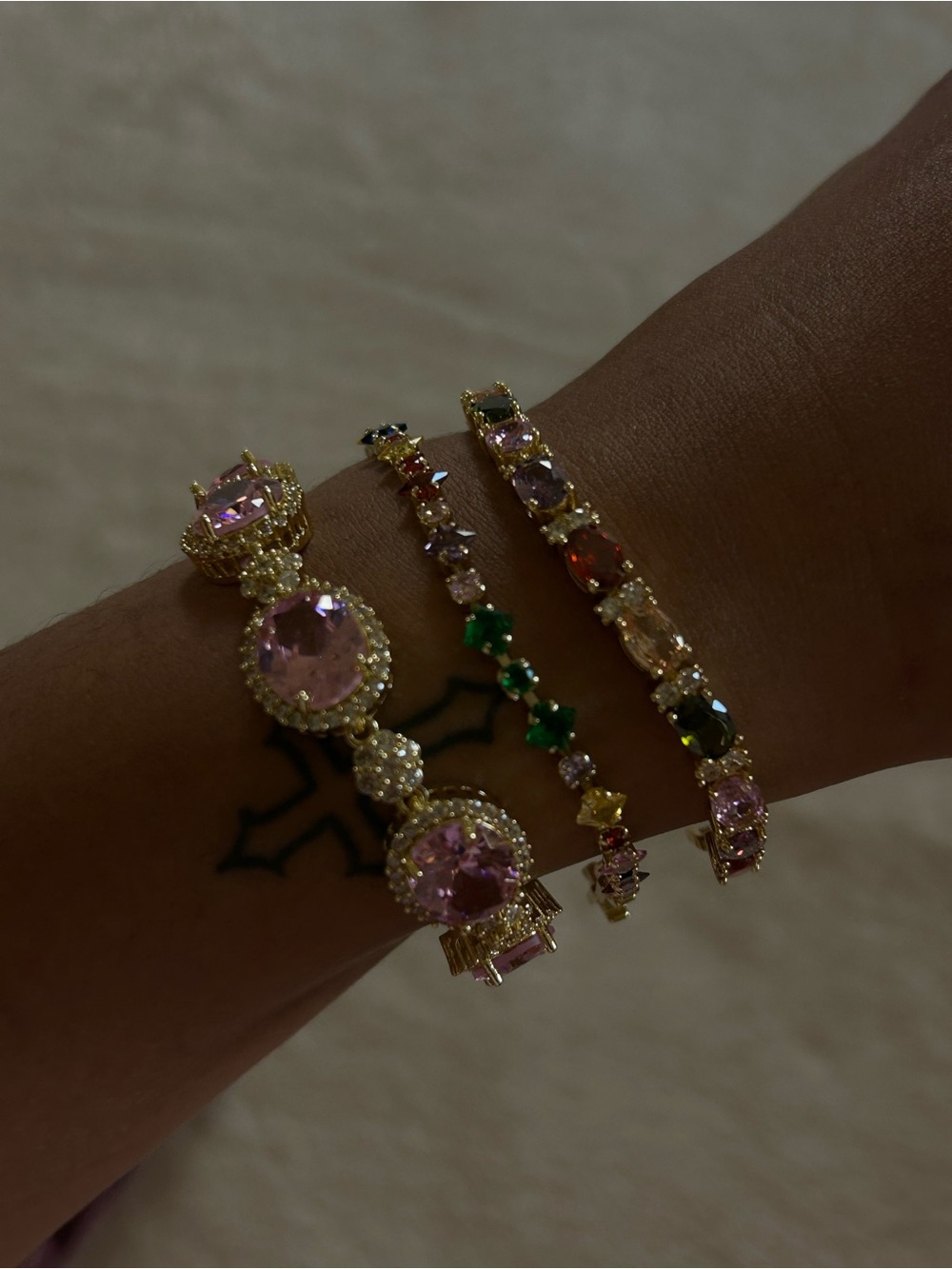 Gold plated 14k Multicolor Gemstone Bracelets